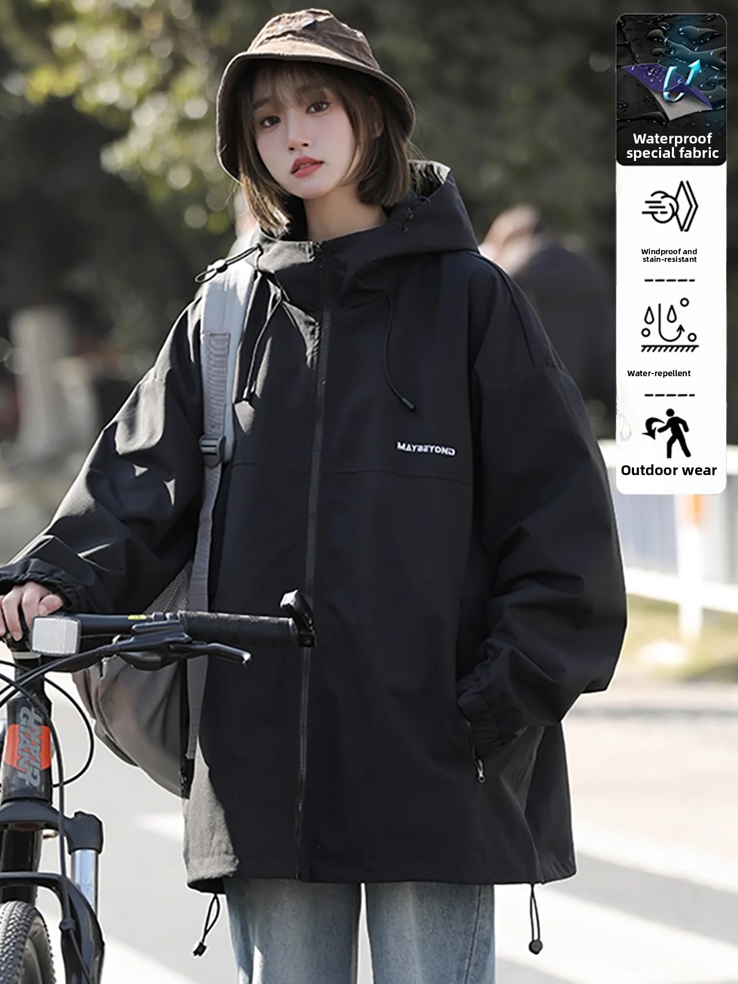 

TUCANO Woodpeer Casual Outdoor Windproof Jaet Men's Women's Couple Workwear Coat Spring Autumn Polyester Fabric Zipper Cl...