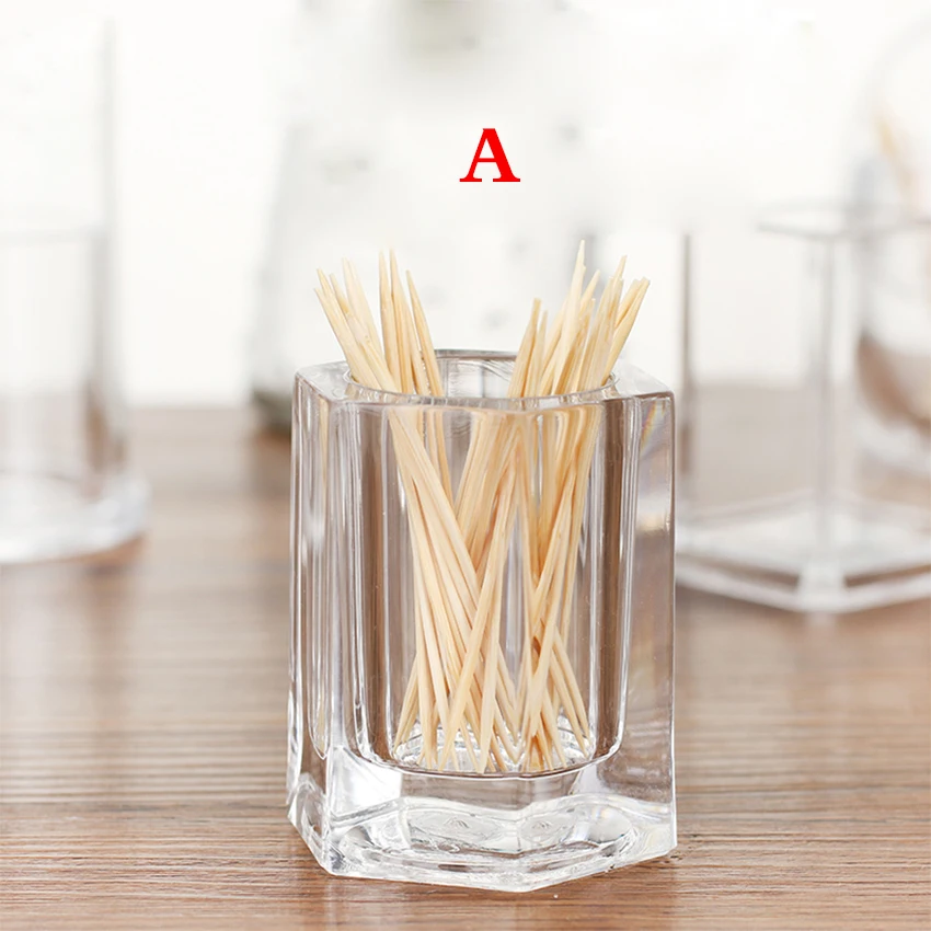 1PC Acrylic Toothpick Bottle Elegant Clean Round Square Shape Non-toxic Kitchen Storage Gadgets Creative Portable Toothpick Box