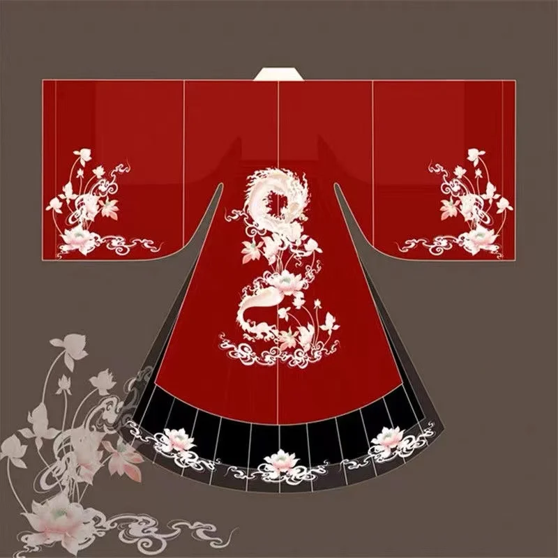 Cultural Embroidery Dragon Hanfu Men Women Traditional Cross Collar Costume Vintage Fairy Lotus Couples Cosplay Garments Niche