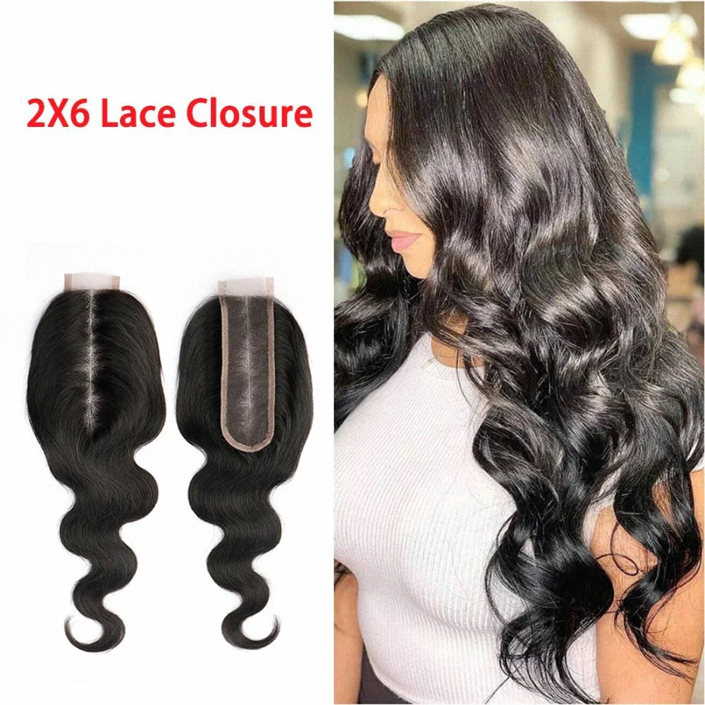 

Body Wave Lace Closure Only Virgin Brazilian Remy Body Wave Human Hair Closure Natural Color 2x6 Lace Kim K Closure 8-20 Inches