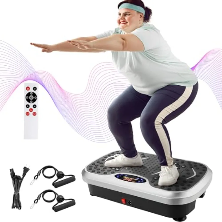 

TLSUNNY Vibration Plate 3D Shake Board for Full Body Shaping Power Workout Platform with 2 Resistance Bands Acupressure Foot Pe