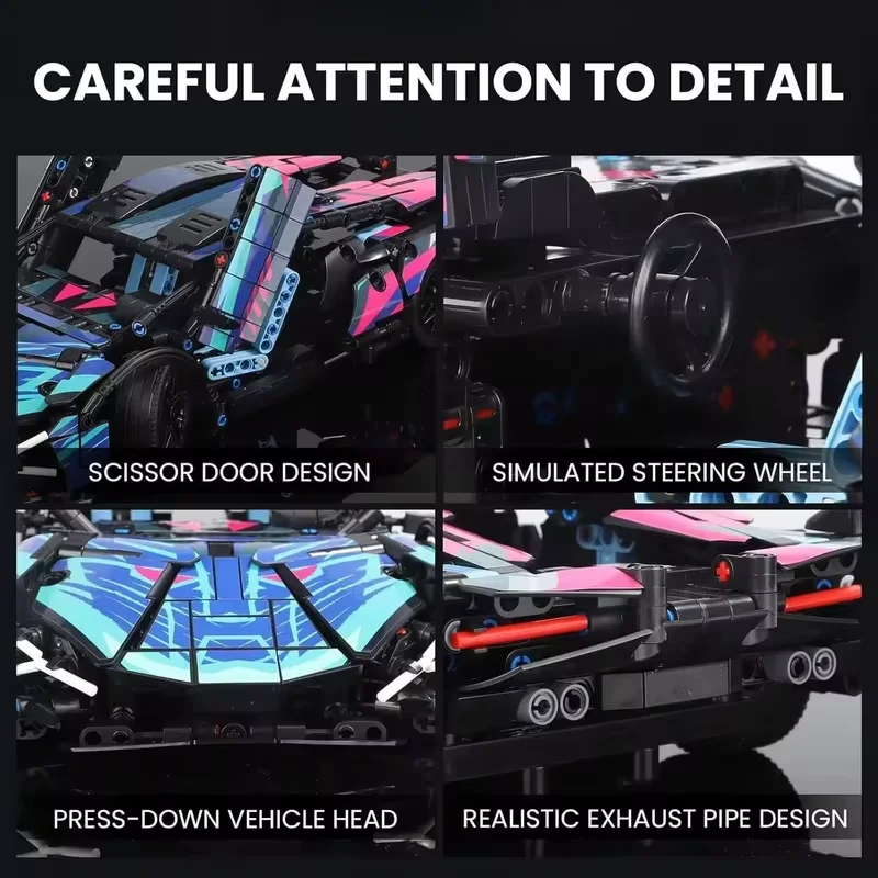 1186Pcs Remote Control Car Building Set 1:14 Technical Sports Racing Car Static and Optional Motors Kits Toy Gift For Adult Kids