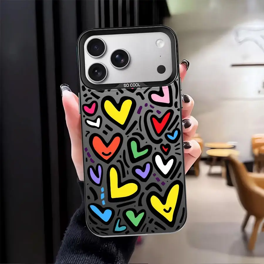 

Красочный чехол с узором в виде сердец для iPhone 17 Pro Max, 14 Air, XS, 12, 15 Plus, 16, 13 Pro, XR, 11 – задняя крышка для телефона