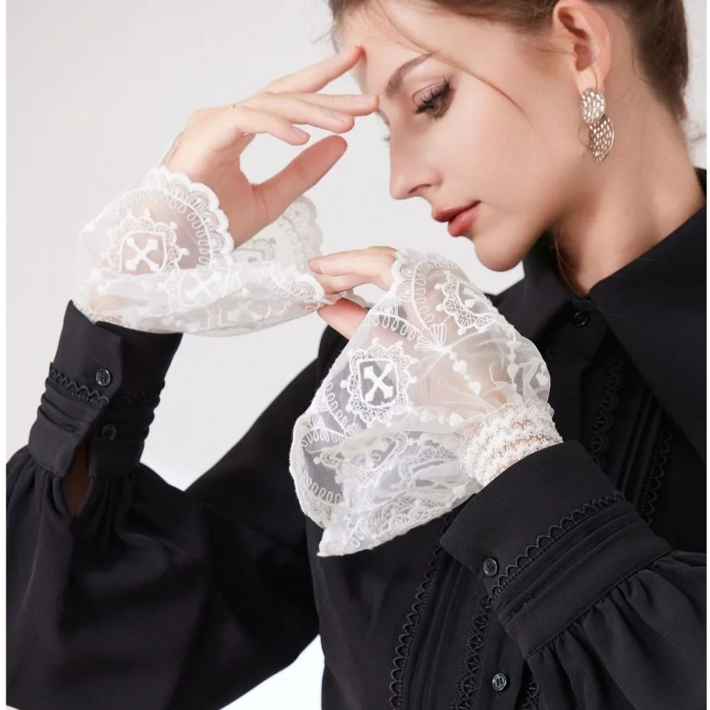 

Кружевной воротник-жабо в викторианском стиле, белый аксессуар для косплея, искусственный воротник с рюшами, съемный декоративный воротник на шею