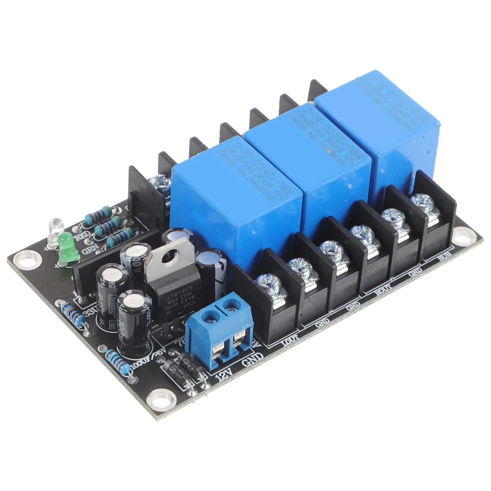 

2.1 Channel Amplifier Board Mini Audio Parts Module 1.6mm Thickness Metal Subwoofer DIY Kit Relay Resistor