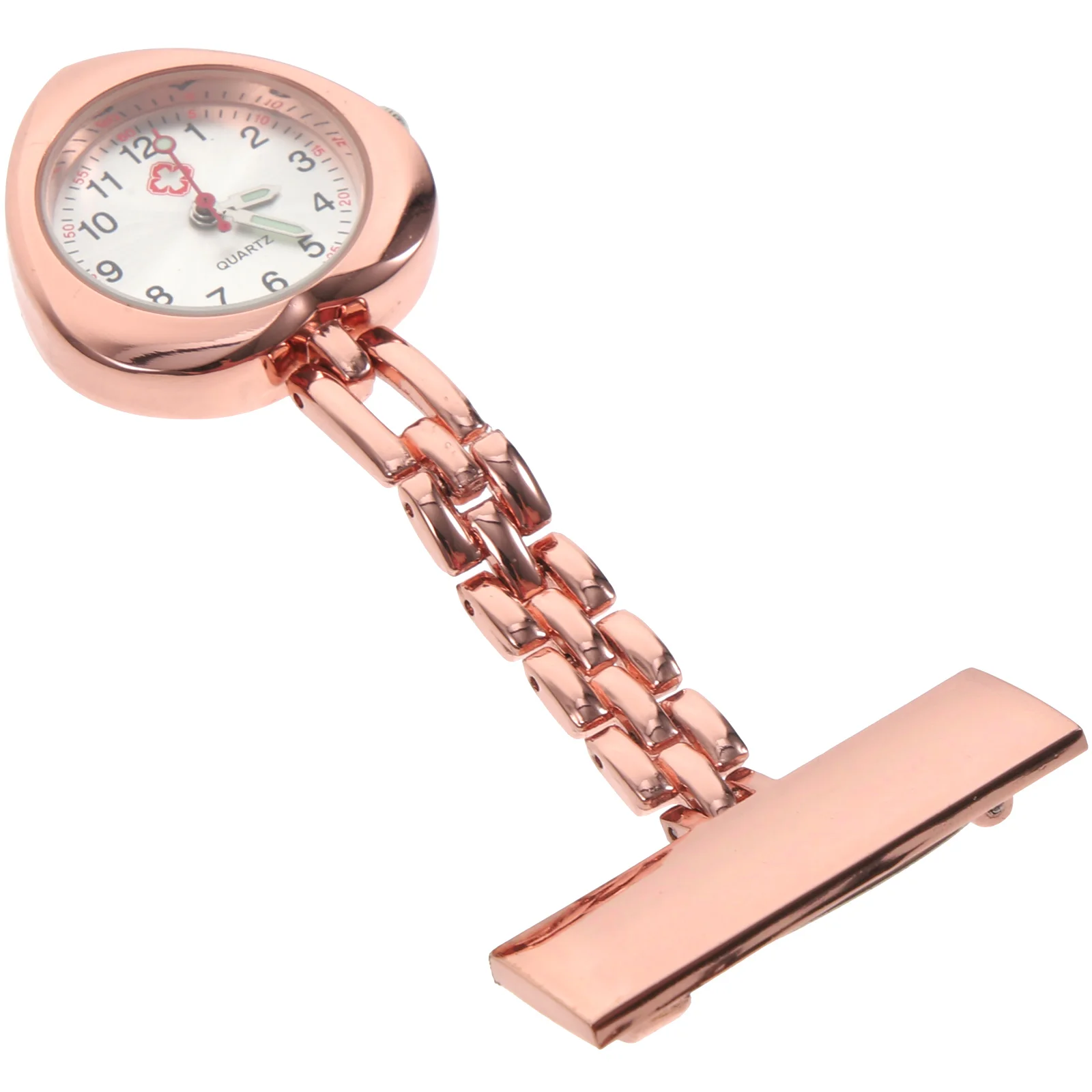 

Heart Shaped Alloy Hanging Watch Quartz Movement Durable Clipon Design Clear Vision Gold Nurses Pocket Fob Watches
