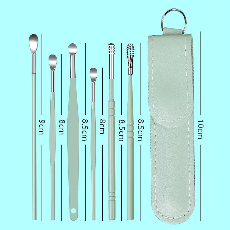 6PCS Stainless Steel Earpick Ear Cleaner Spoon Ear pick Ear Wax Removal Tool Kit  Ear Spoon Care for Baby Adults Ear Care Set