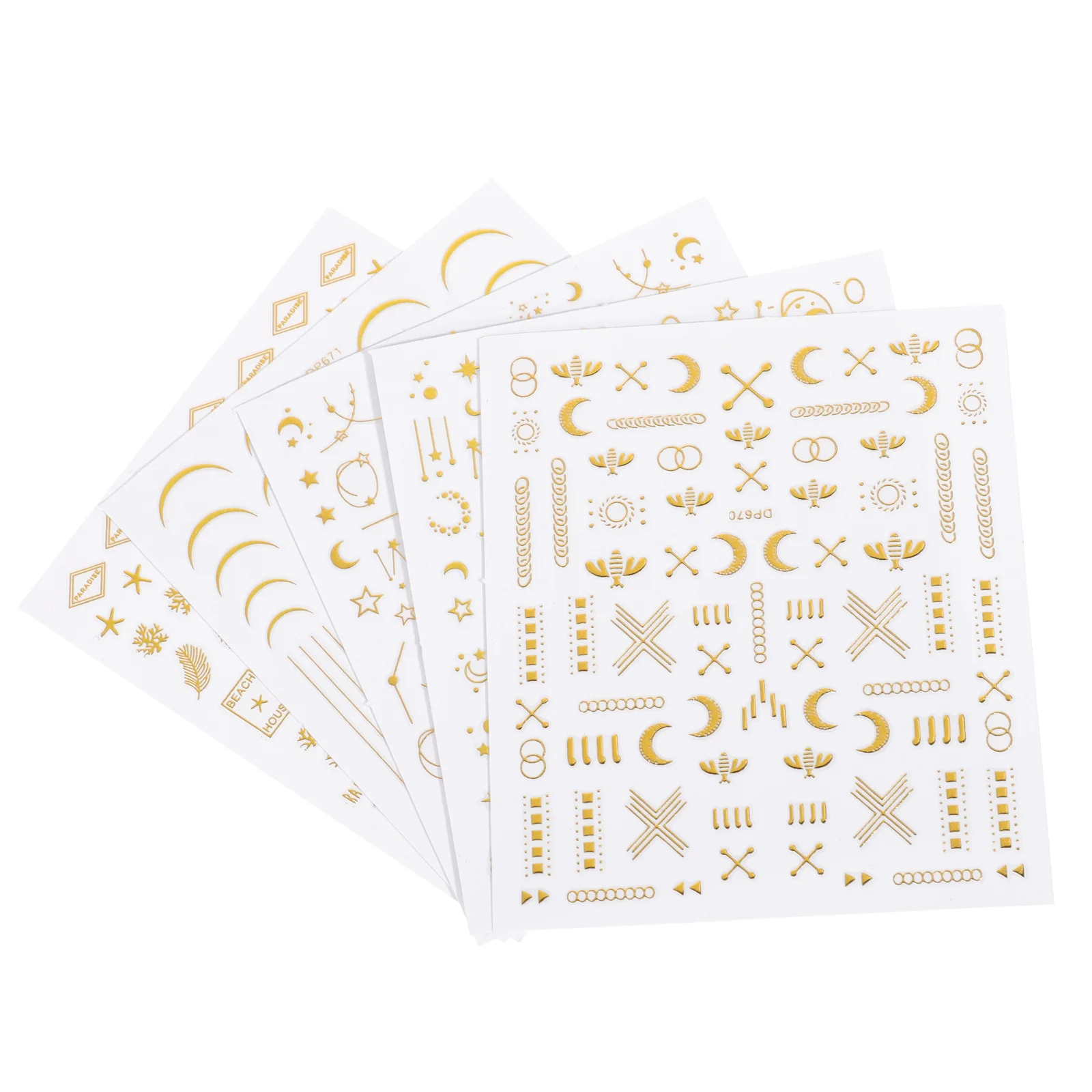 Eleganti adesivi per unghie in metallo Stella e luna Decalcomanie fai-da-te Vari disegni Applicazione rapida Accattivanti adesivi per nail art fai-da-te