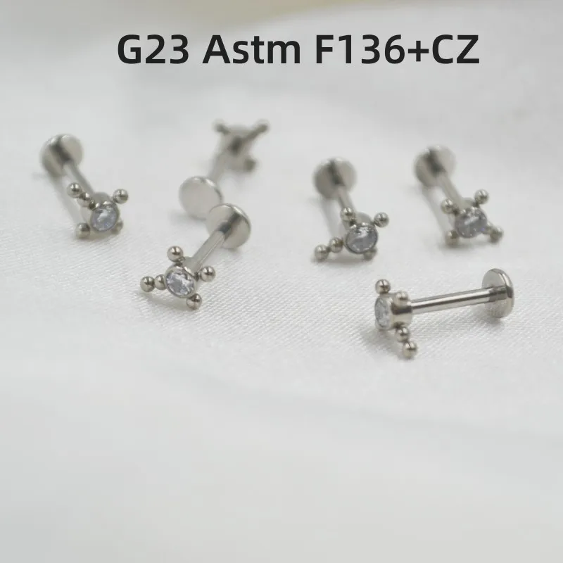 

20pcs G23 Titanium Cross CZ Gems Lip Labret Ring Bar Ear Cartilage Helix Rook Tragus Studs 16G Body Piercing Jewelry New