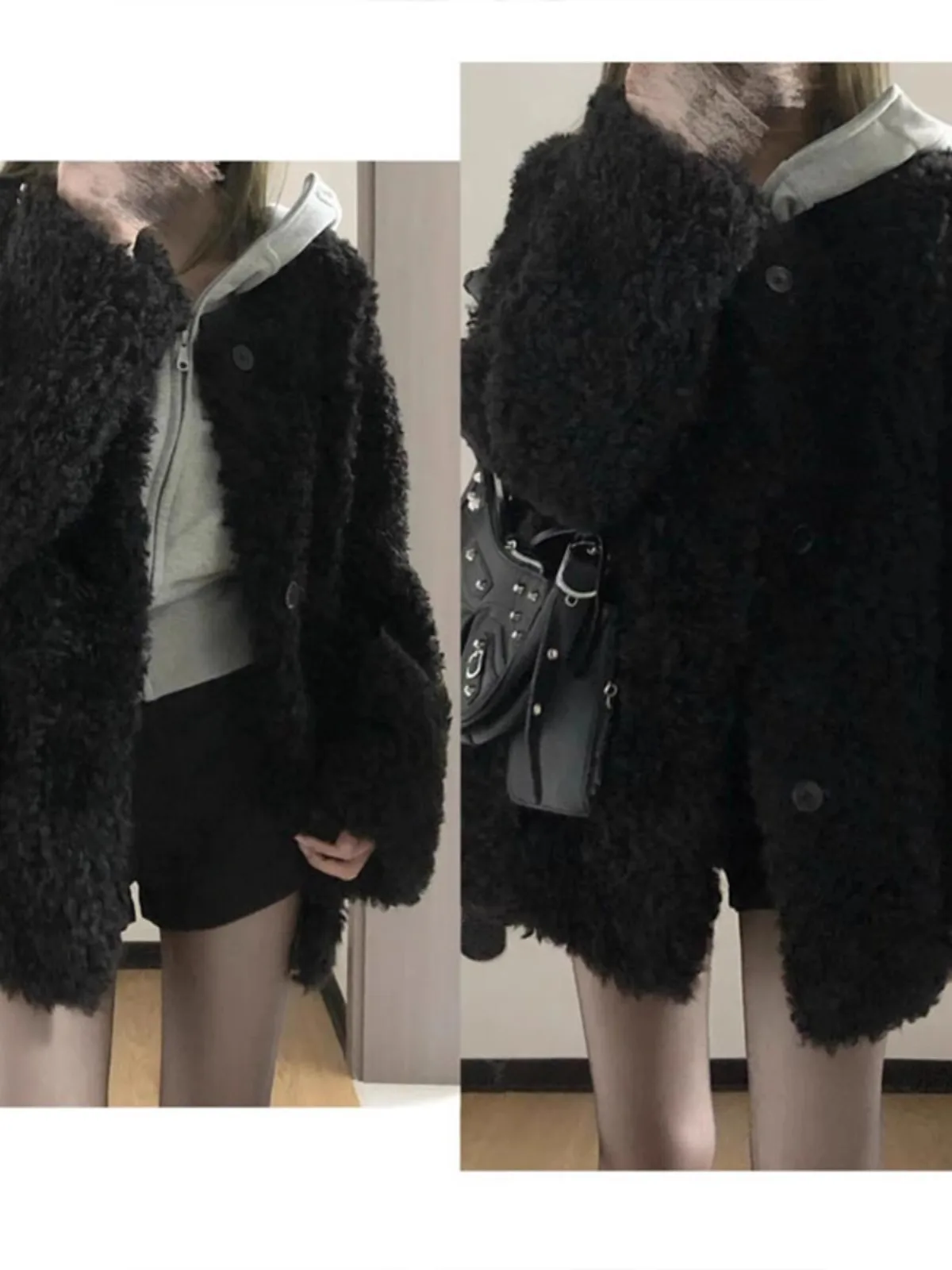 Żakiet tweedowy młodzieżowy damski wiosenny wodoodporny z kołnierzykiem, dekoltem w serek, zapinany na guziki, artystyczny, w stylu japońskim, z szarfami, sportowy, z panelami.