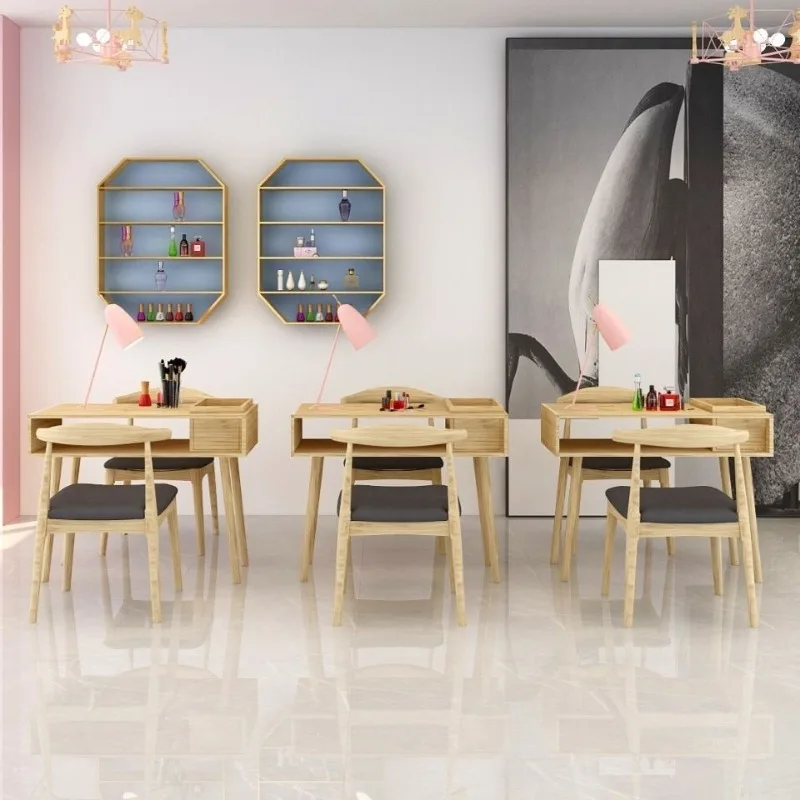 

Armrest Wooden Nail Desk Design Professionals Equipment Luxury Nail Desk Reception Beauty Mesa De Unha House Accessories