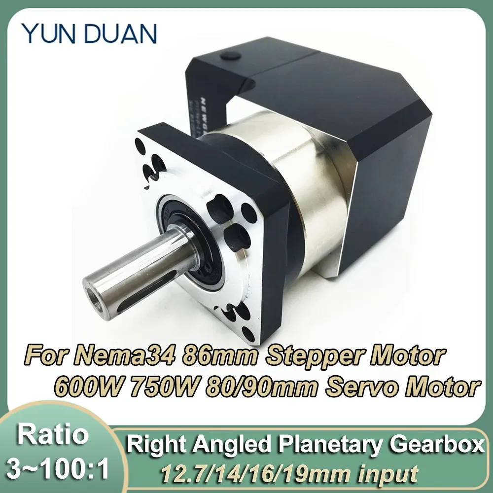 

90 Degree Nema34 Planetary Reducer Ratio 3:1 5:1 10:1 15:1 20:1~100:1 Gearbox for 86mm Flange Stepper Motor 80 90mm Servo