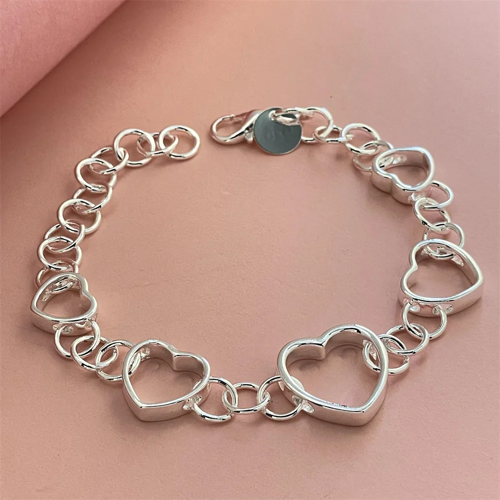 925 sterling silver bracelet exquisite heart shaped woman fashion wedding party gift jewelry