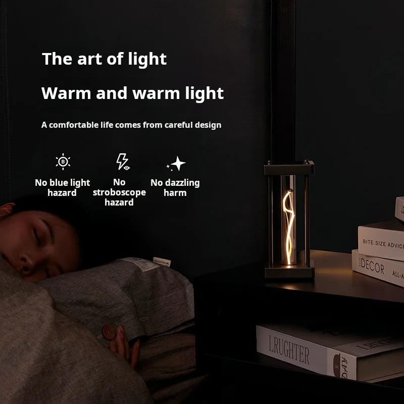 Square quantum mechanics lamp, creative decoration, touch, simple, night light, touch, night light, charging model