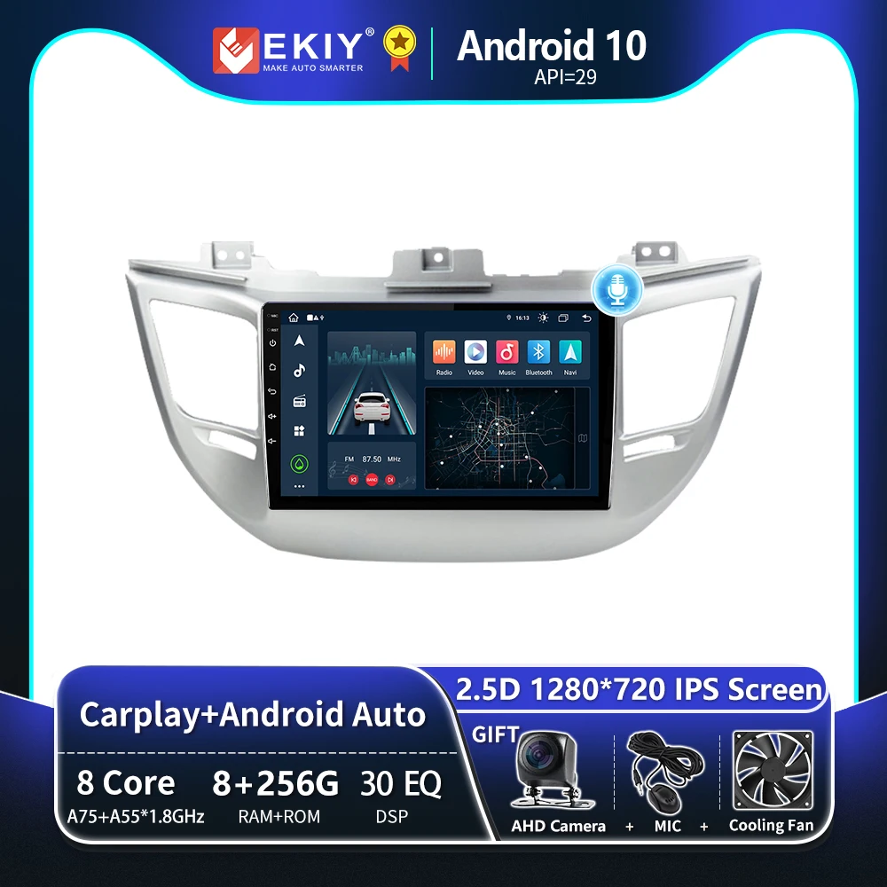 EKIY T8 For Hyundai IX35 Tucson 3 2015 - 2018 Car Radio Multimedia Video Player Navigation GPS Android Carplay Auto No 2 DIN DVD