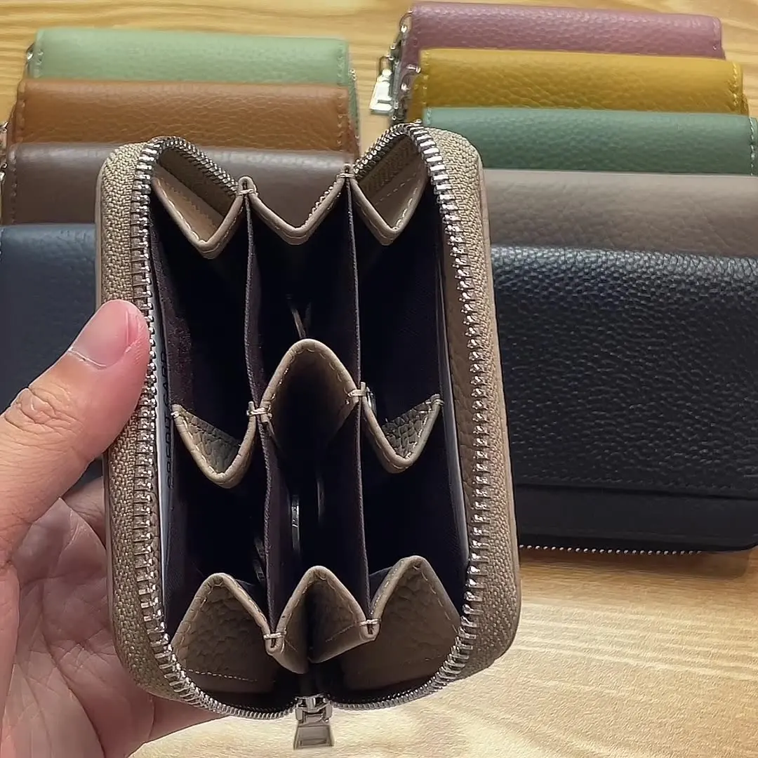 Alirattan 2026 New Coin Purse Genuine Leather Small wallet Anti-Theft Brush Zipper Head Layer Cowhide Short Wallet