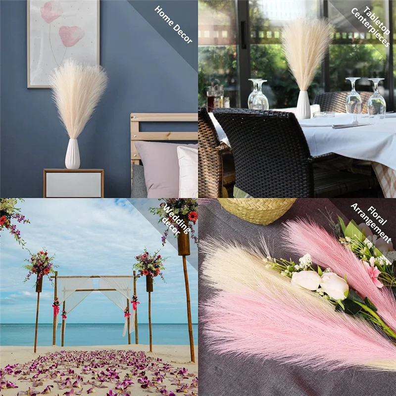 Faux Pampas Grass,18In/45Cm Artificial Pampas Grass Fluffy 5 Stem Pompous Grass Flower Arrangement for Boho Home(Black)
