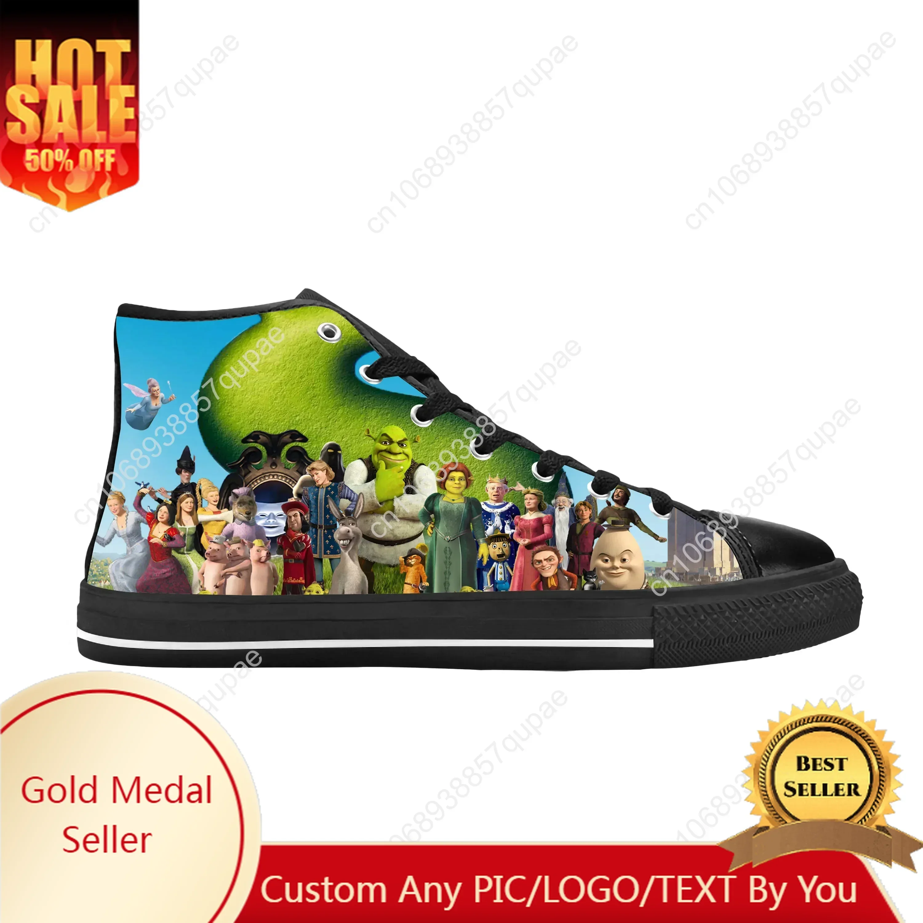 

Shreks Anime Cartoon Manga Comic Monster Fashion Casual Cloth Shoes High Top Comfortable Breathable 3D Print Men Women Sneakers