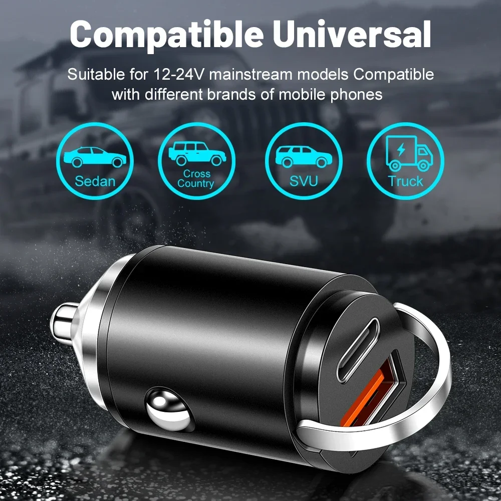 100W/200W Mini Pull Ring Autoladegerät Dual USB Schnellladung für iPhone Xiaomi Samsung QC 3.0 Telefon praktischer Ladegerät-Adapter
