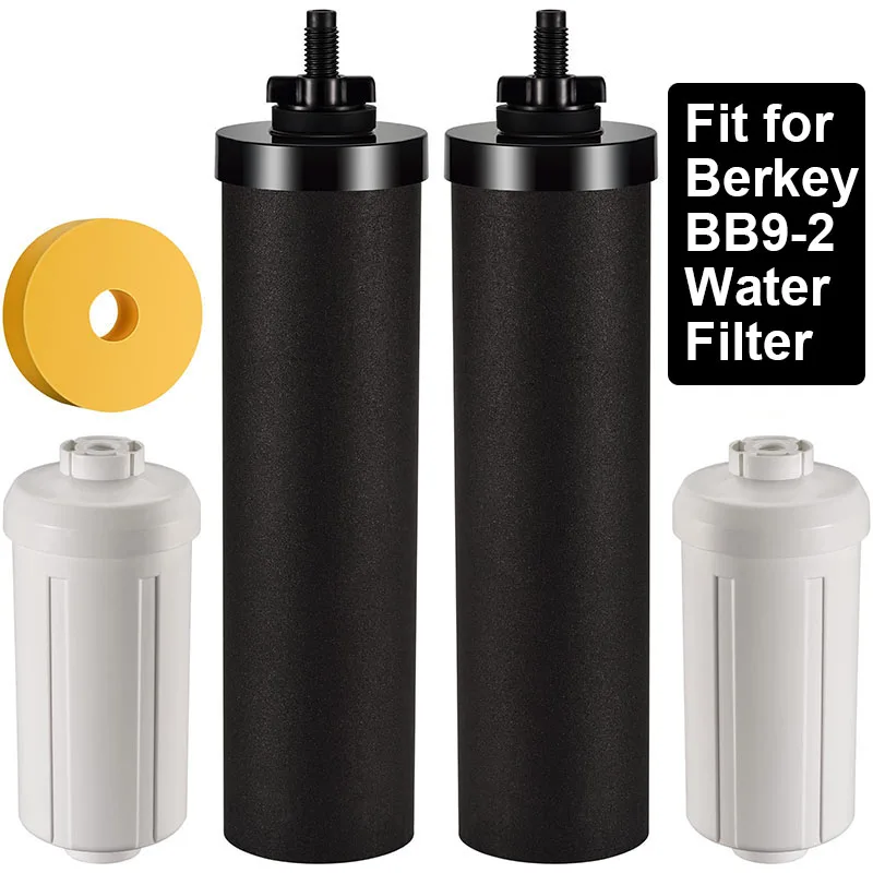 

Gravity Water Filter Replacement for Berkey NSF/ANSI 42 Certified 2Pcs Black Filters and 2Pcs Fluoride Filters PF2 for Travel