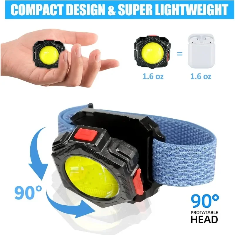 屋外安全ヘッドランプ COB 光源 タイプ C 充電システム 赤色緊急ビーム 夜間作業用の調節可能なヘッドバンド