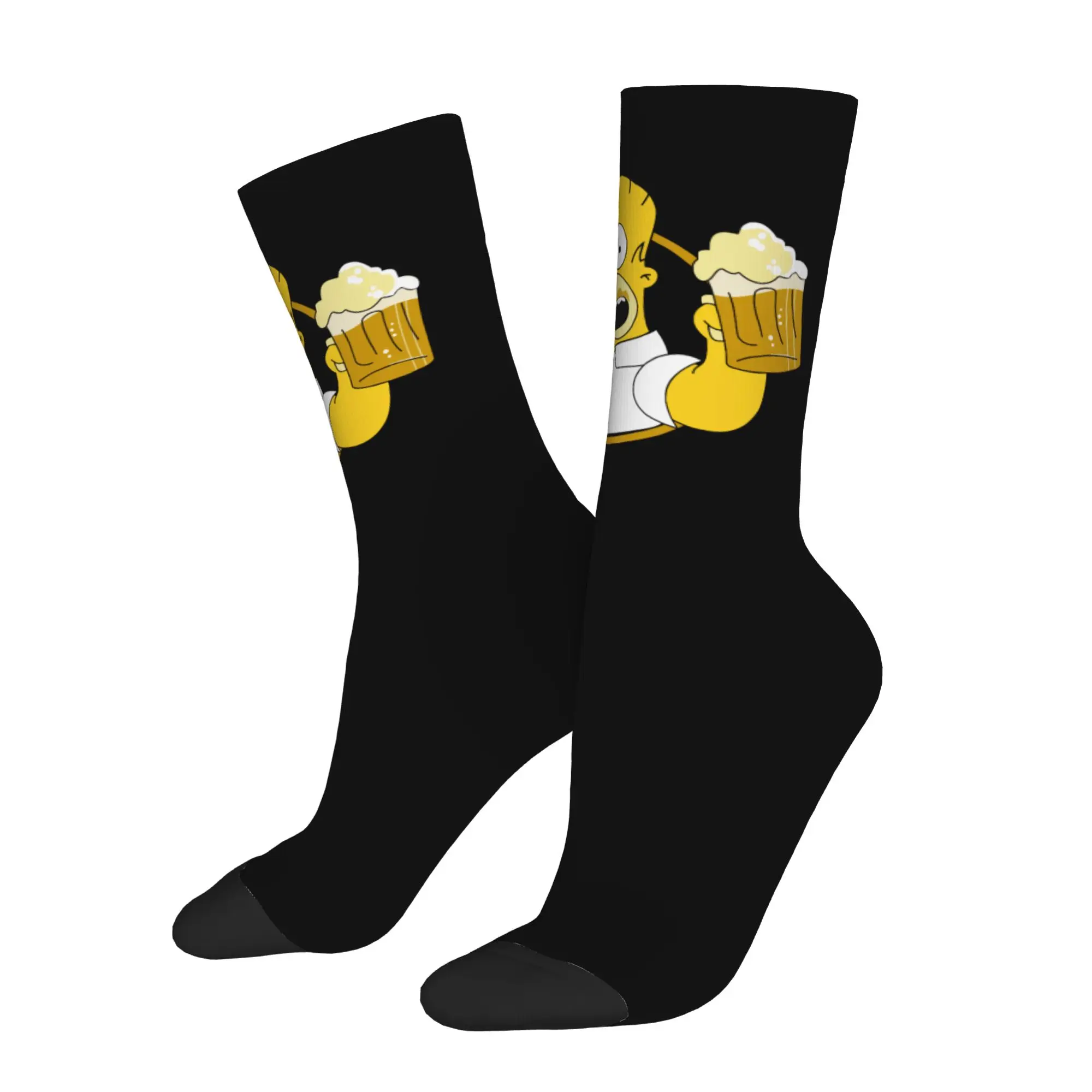 Autumn Winter Fashion Men's Women's Cartoon S-Simpsons Socks  Breathable Basketball Socks