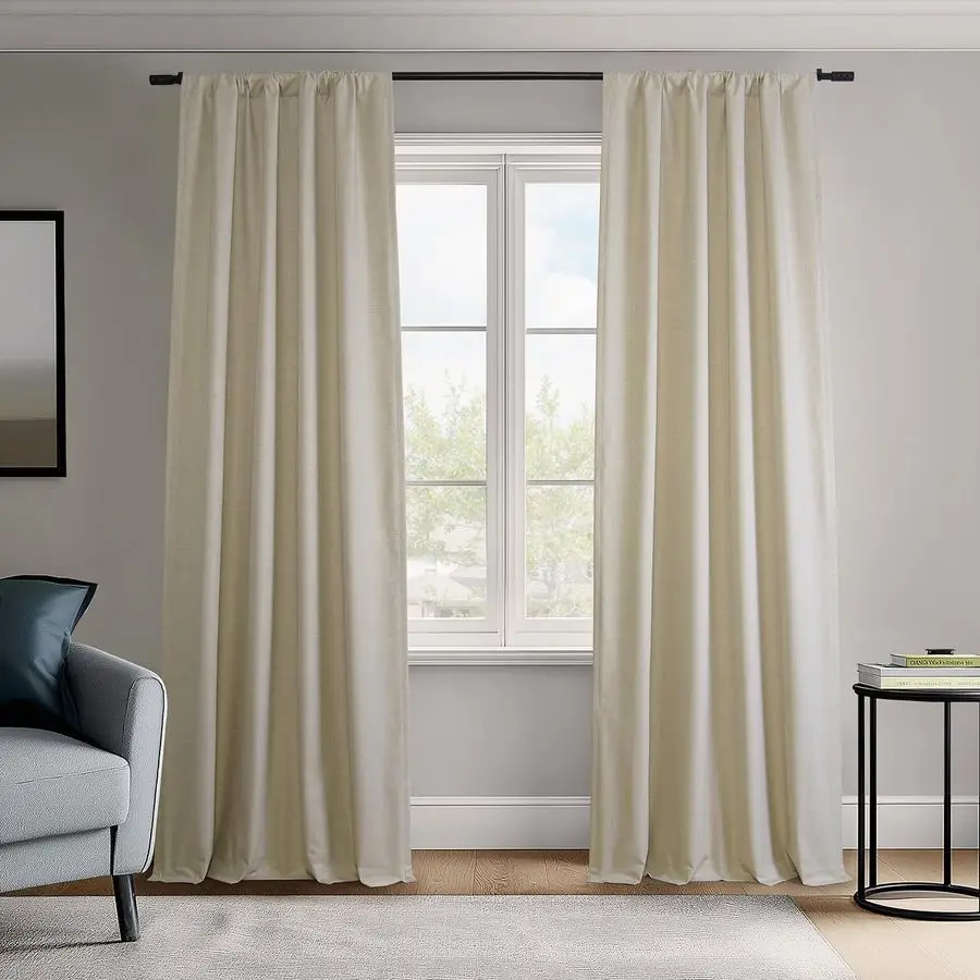

Basic Linen 100 Blackout Curtains for Bedroom 84 Inches Long 2 Panels Rod Pocket Curtains amp Drapes for Living Room amp
