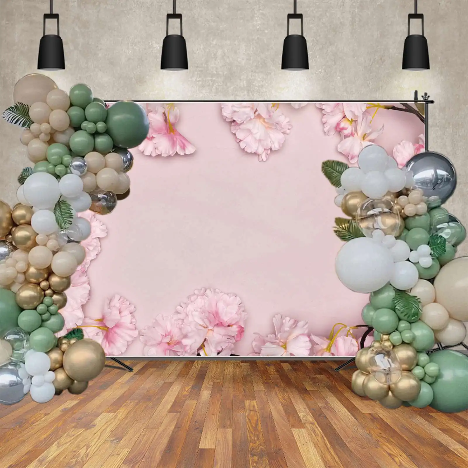 Pink Flowers Wall Photography Backdrops Spring Party Baby Shower Ins Style Birthday Wedding Custom Children Photo Backgrounds