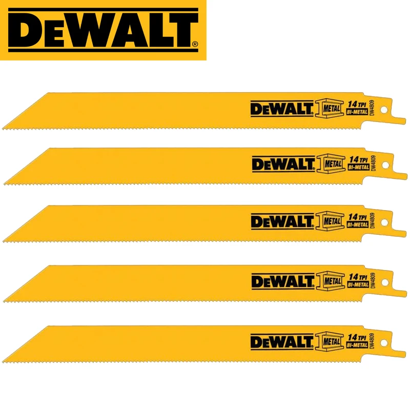 Dewalt DW4809  Reciprocating Saw Blade Durability In Set Of 8-Inch 14 TPI  Saw Blades For Thick Metal Cast Iron Alloy Wood 5PCS