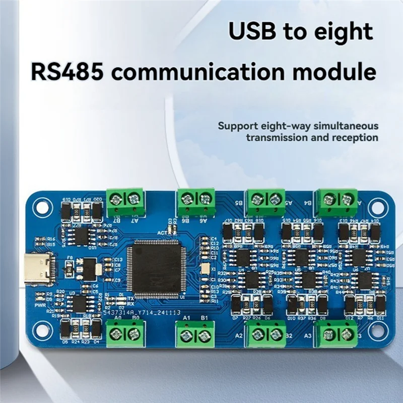 

USB To 8-Way RS485 Communication Module CH348L Half-Duplex Signal Transmission With Indicator Light For Scanner Printer