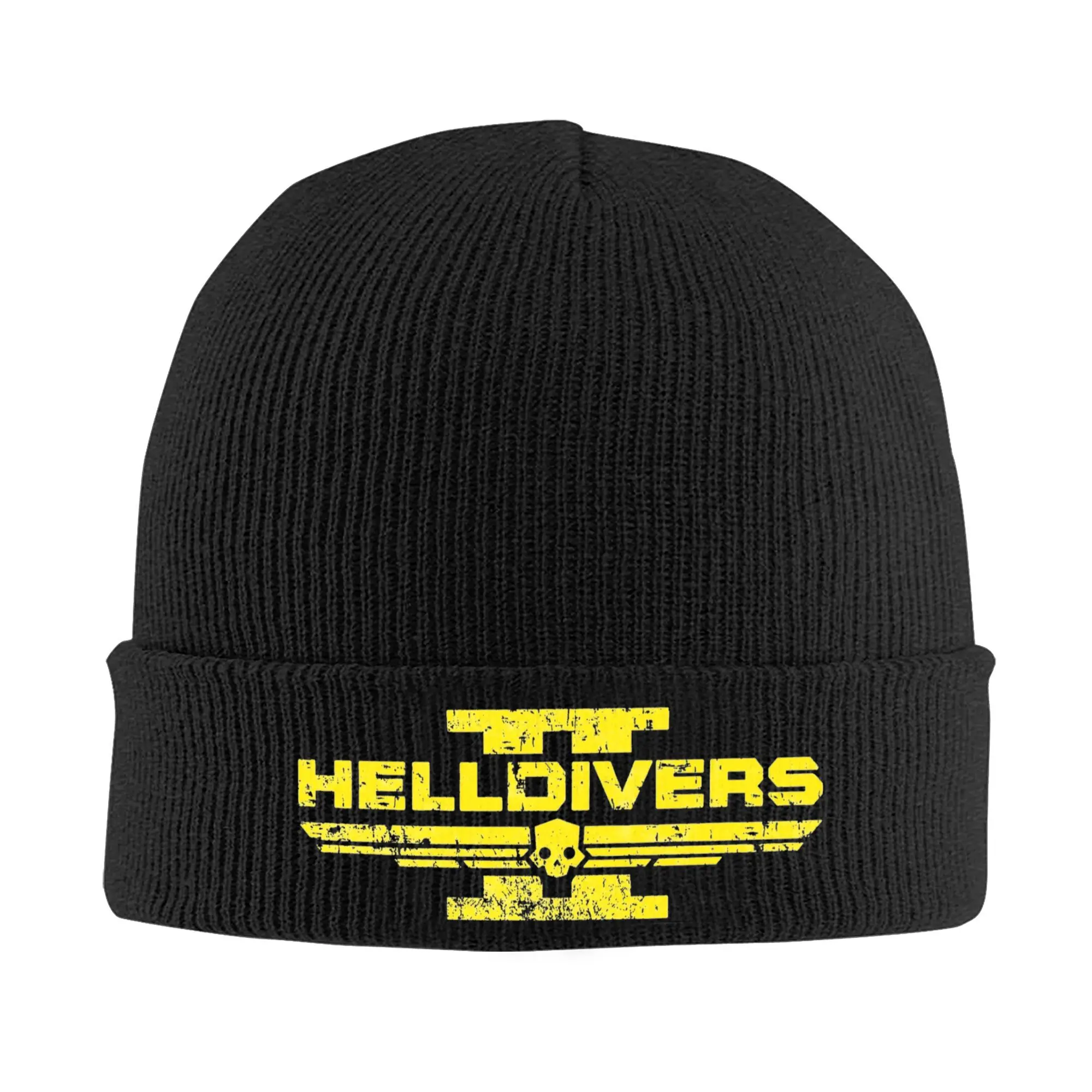 Helldivers 2 vintage Knitted Caps Women Men Beanies Autumn Winter Hip Hop Hat Acrylic Malevelon Veteran Video Game Warm Melon