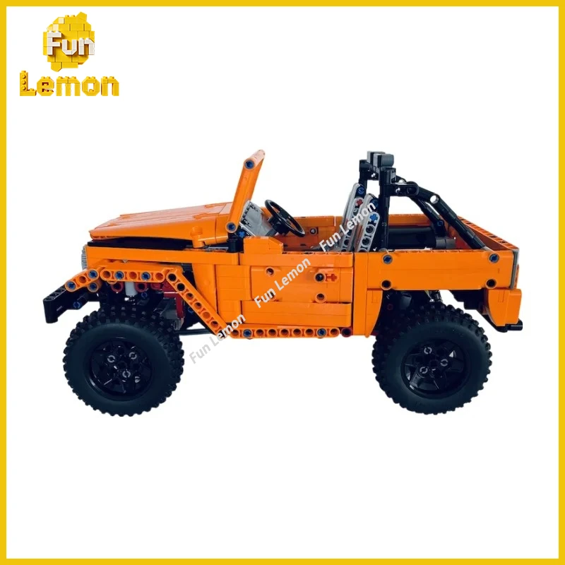 

MOC Technic Orange 4x4 Off-Road Jeep Building Blocks Open-Top Vehicle Model Bricks Collection Set