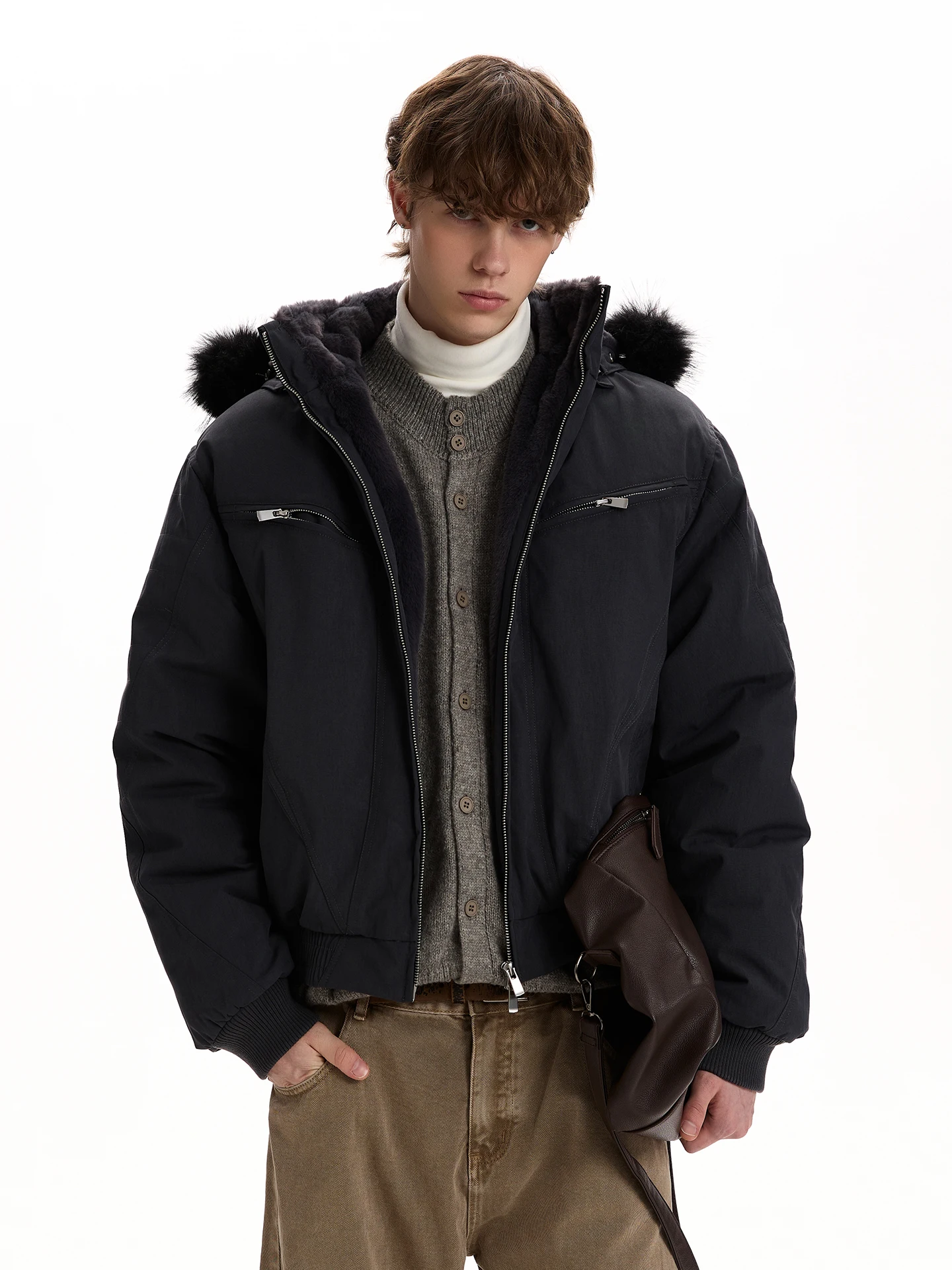 

Detachable Hooded down Jaet Padded Coat Thi Warm High-End Cotton Wear for Men Youth Commute Daily Wear Nylon Fabric White...