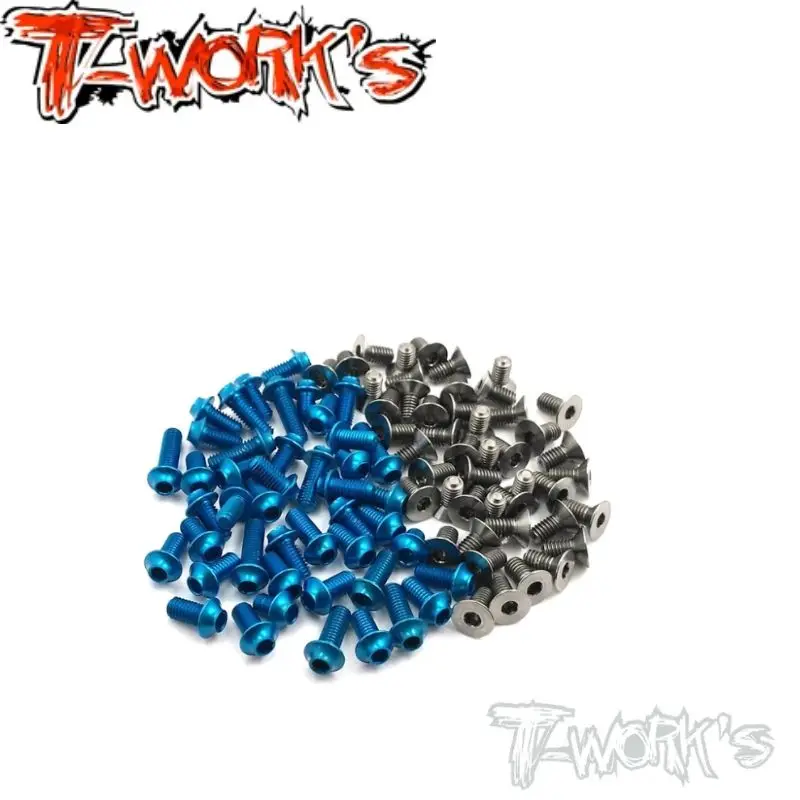 Original T works TASSU-TC7 64 Titanium &7075-T6(UFO Head) Dark Blue Screw set 92pcs.(For Team Associated TC7) Rc part