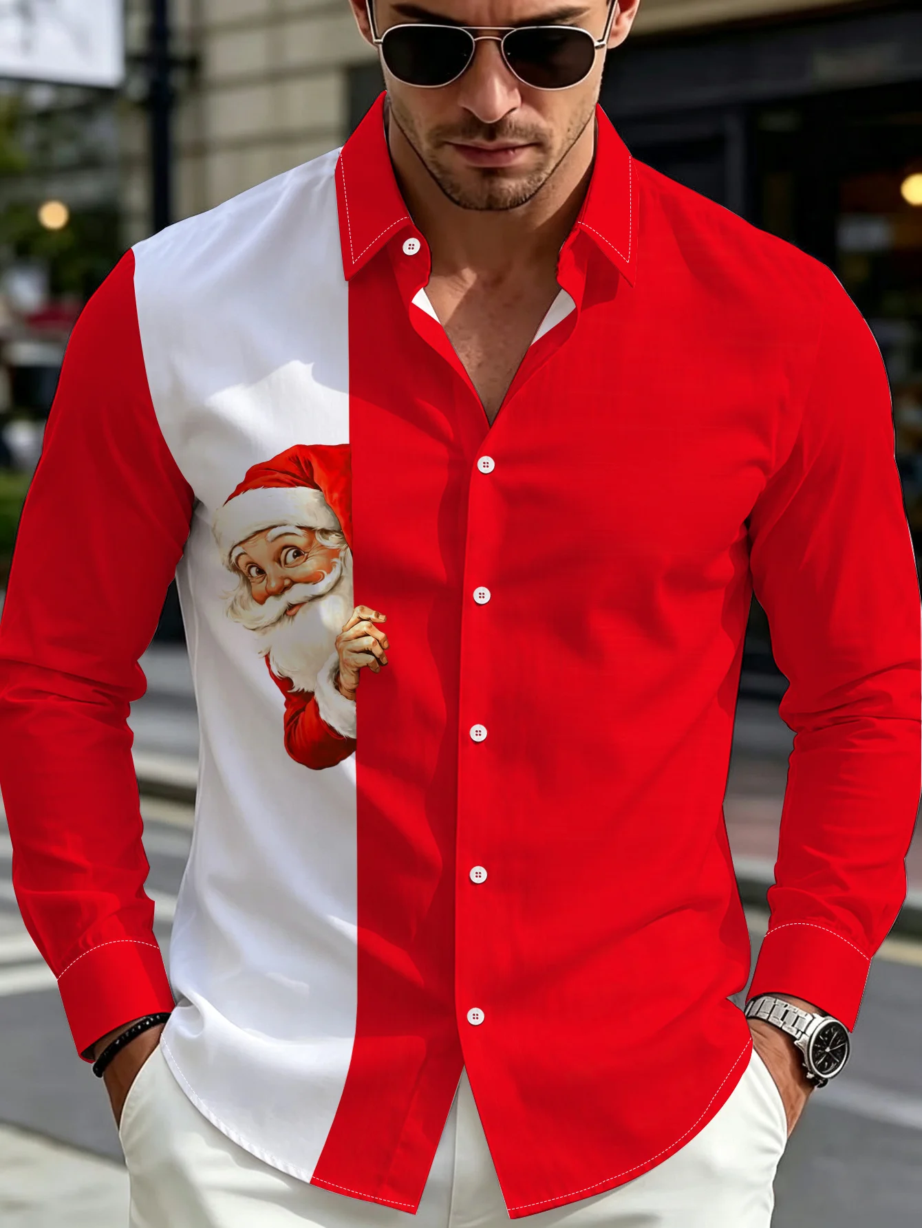 2026 Christmas Men's Tops Hide Santa Pattern 3D Print Autumn Winter Holiday Party Casual Wear Gift For Men Mens Clothes
