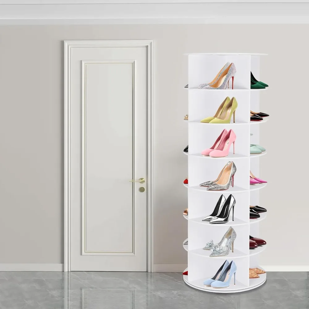 7 Tier Rotating Shoe Rack Tower 360 Spinning Display Organizer for Closet Hallway Bedroom