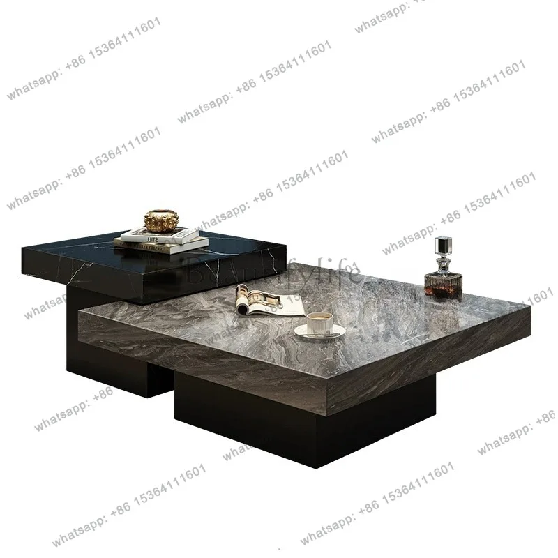 Italian minimalist light luxury rock slab coffee table size high and low combination square modern simplicity