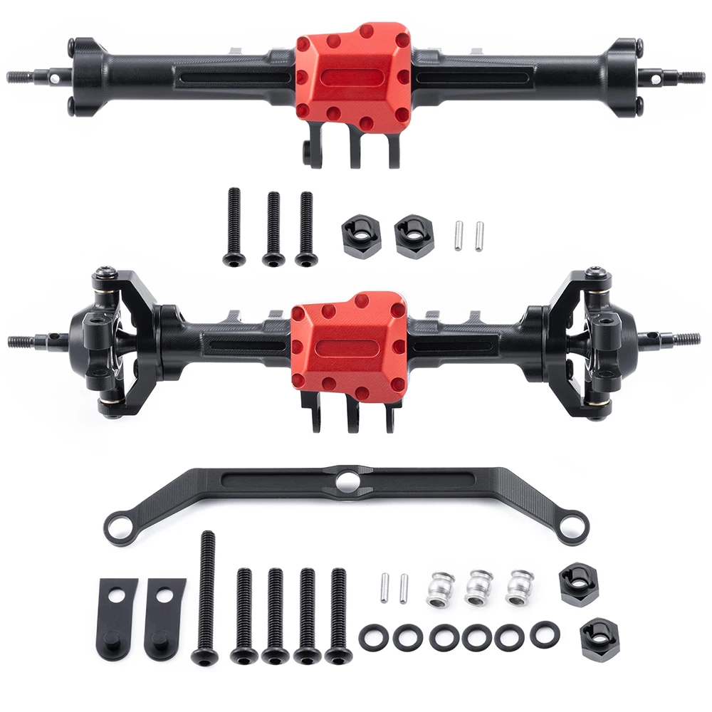 YEAHRUN Aluminum Front Rear Complete Axles Stock Length for 1/18 RC Crawler TRX4M Defender Bronco High Trail K10 Upgrade Parts