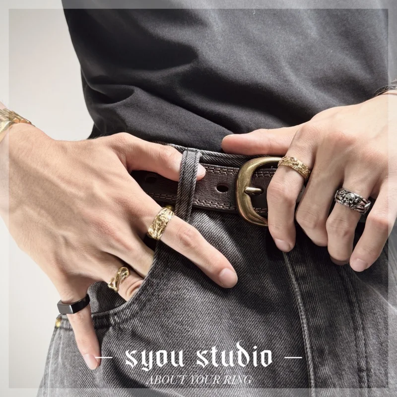 Skull Devil Pattern Vintage Unisex Ring Stainless Steel Gift For Mens Skeleton Unique Fashion Punk Simple Gothic Jewelry  Wholes