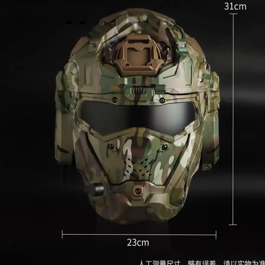 خوذة تدريب تكتيكية لحماية أصابع القدم لكامل الوجه، قناع، سماعات أذن مدمجة للاتصالات، قابلة للفصل #5