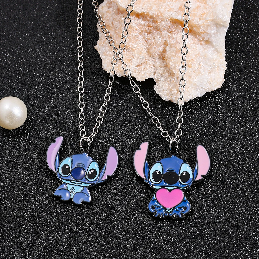 

Cute Stitch Pendant Necklace Silver Color Fashion Charm Statement Unisex Toy Gift