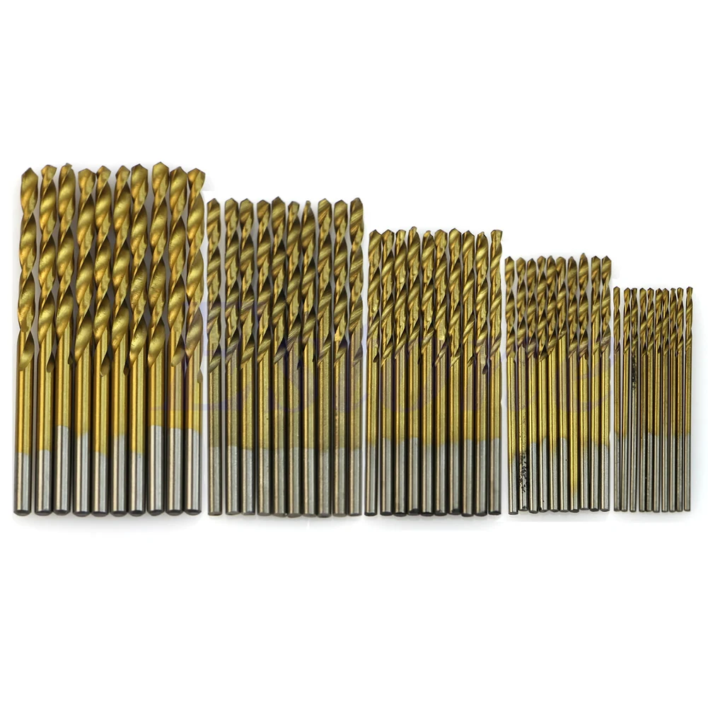 1/1.5/2/2.5/3mm for Titanium Coated HSS High Speed Steel Drill Bit Set Tool 50P Dropship