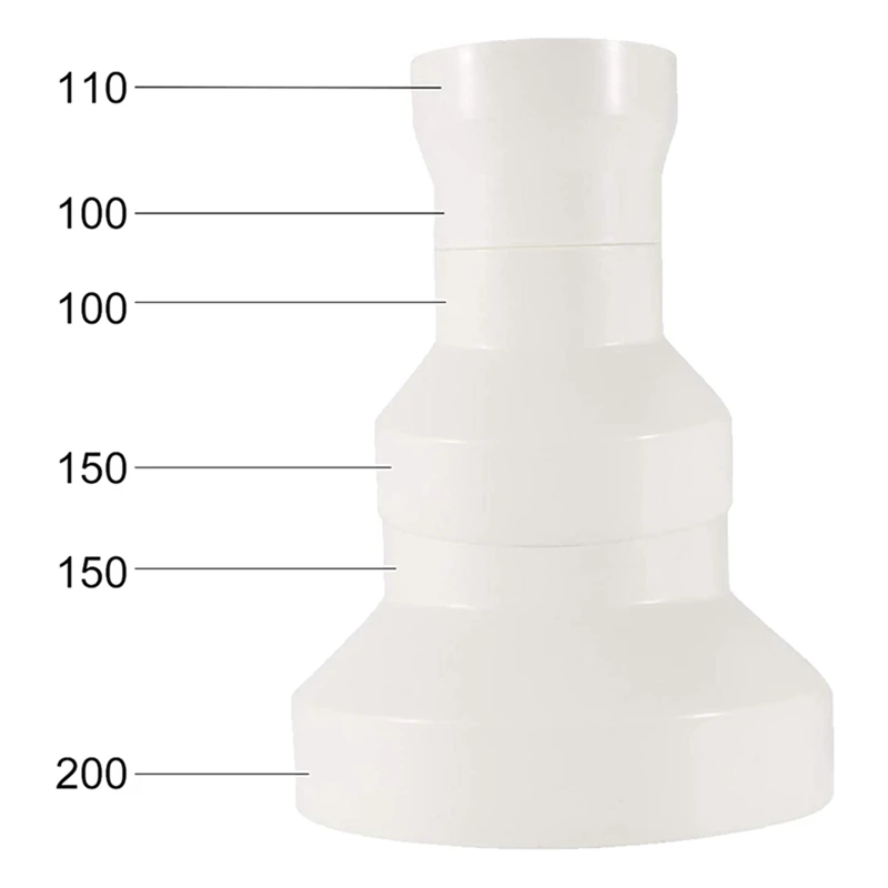 6X Ventilatie Pijp Reducer Adapter Pijp Luchtkanaal Adapter Pijp Connector Voor Inline Ventilatiesysteem (150-100Mm)