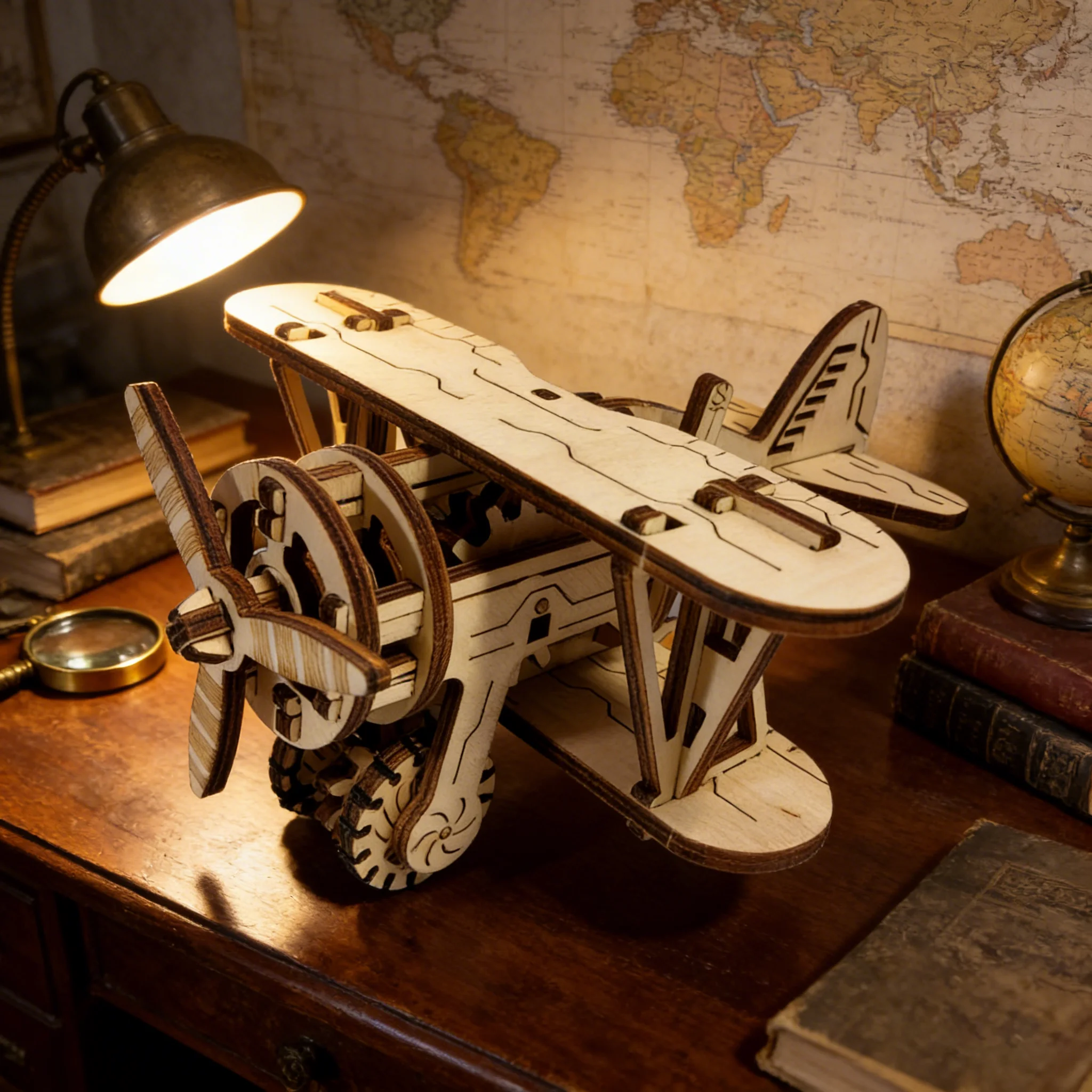 Drewniane puzzle 3D - samolot, model do samodzielnego montażu, idealny na prezent urodzinowy, Halloween, Wielkanoc, Boże Narodzenie lub Nowy Rok