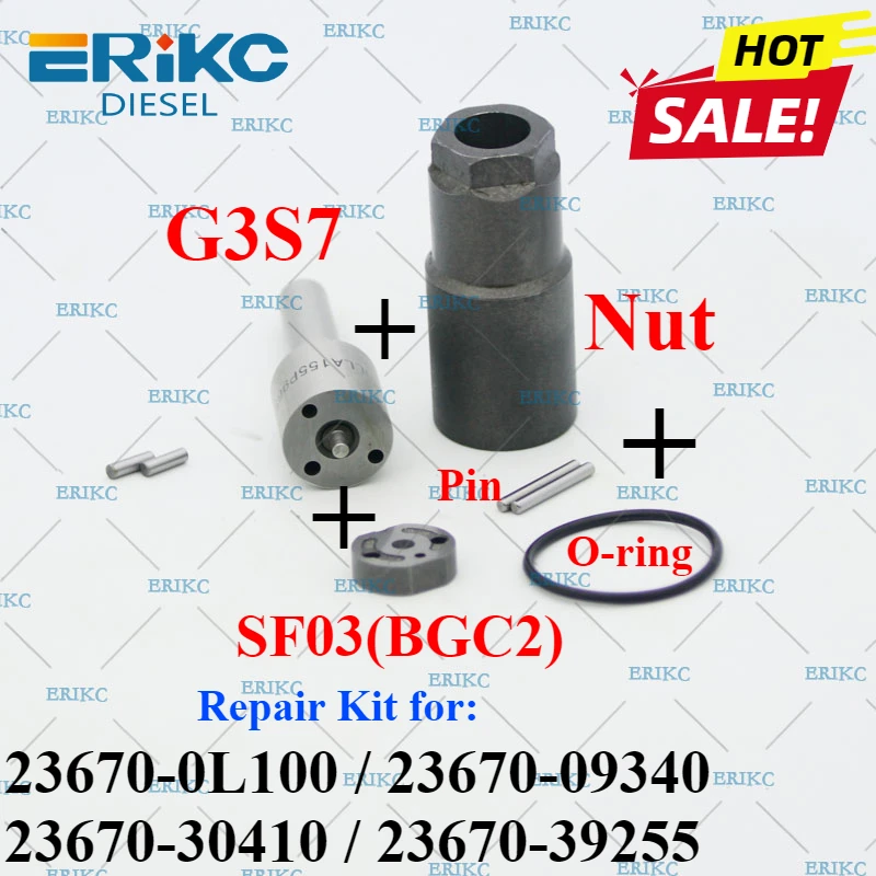 23670-0L100 23670-09340 Diesel Injector Repair Kit Nozzle G3S7 Valve Plate SF03(BGC2) Nozzle Nut For Toyota Hiace 295050-0190