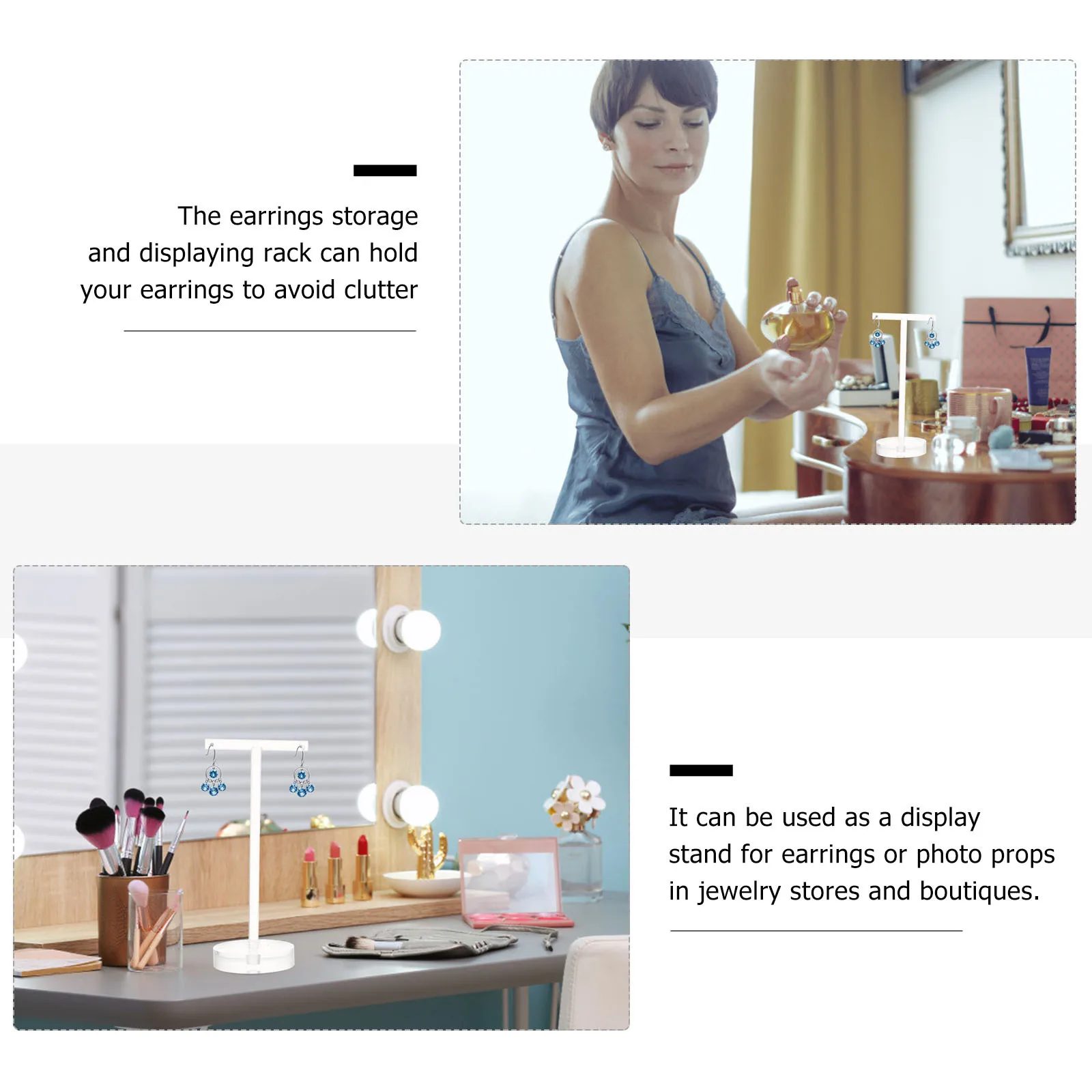 

1Pcs T-Shape Acrylic Earring Display Rack Jewelry Storage Organizer Holder Prevents Tangled Tassel Earrings Desktop Decoration
