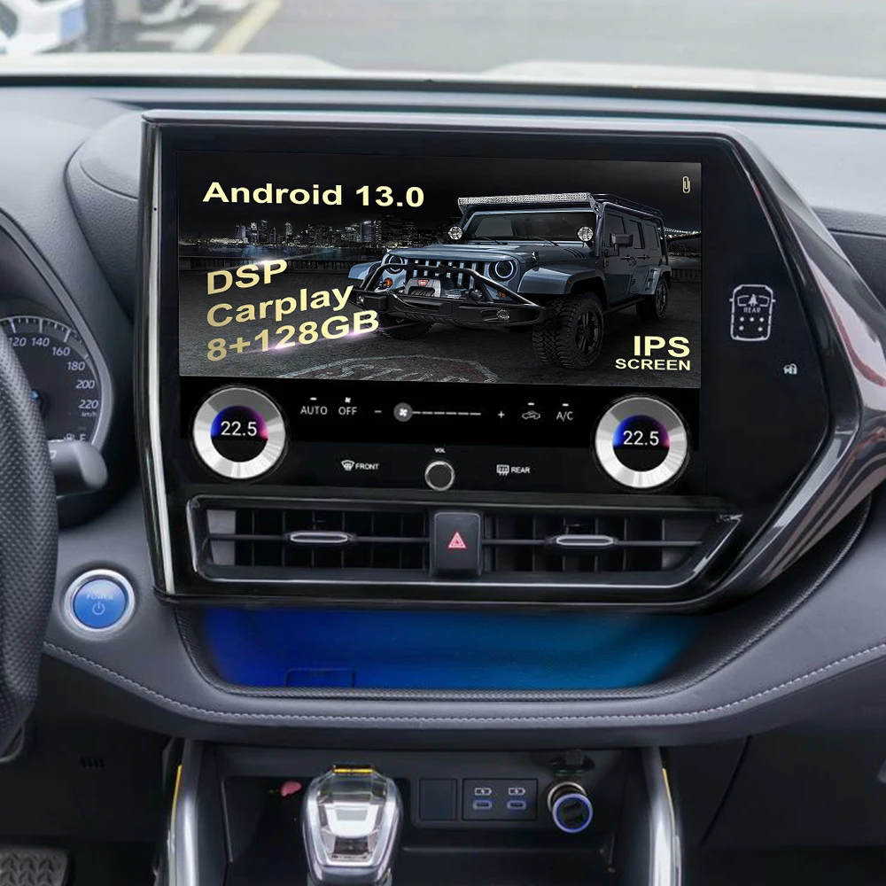 

13.3 inch For Toyota Highlander 2021-2023 car Android 13.0 carplay GPS Navigation dual knob Screen Multimedia Player head unit