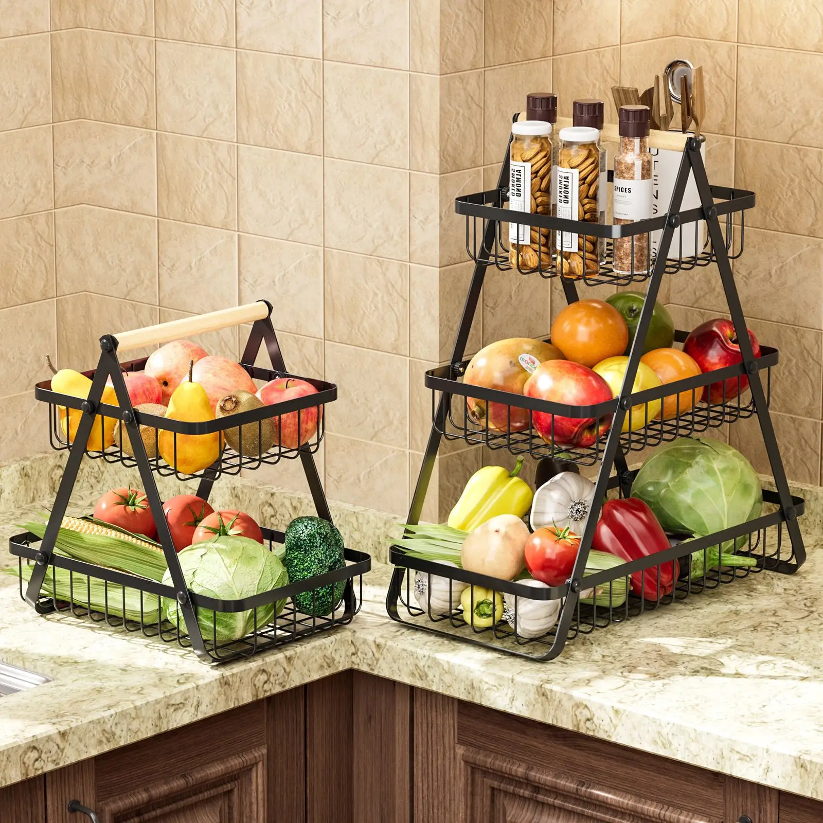 

Kitchen Multifunctional Vegetable and Fruit Storage Rack, Fruit Tray, Snack