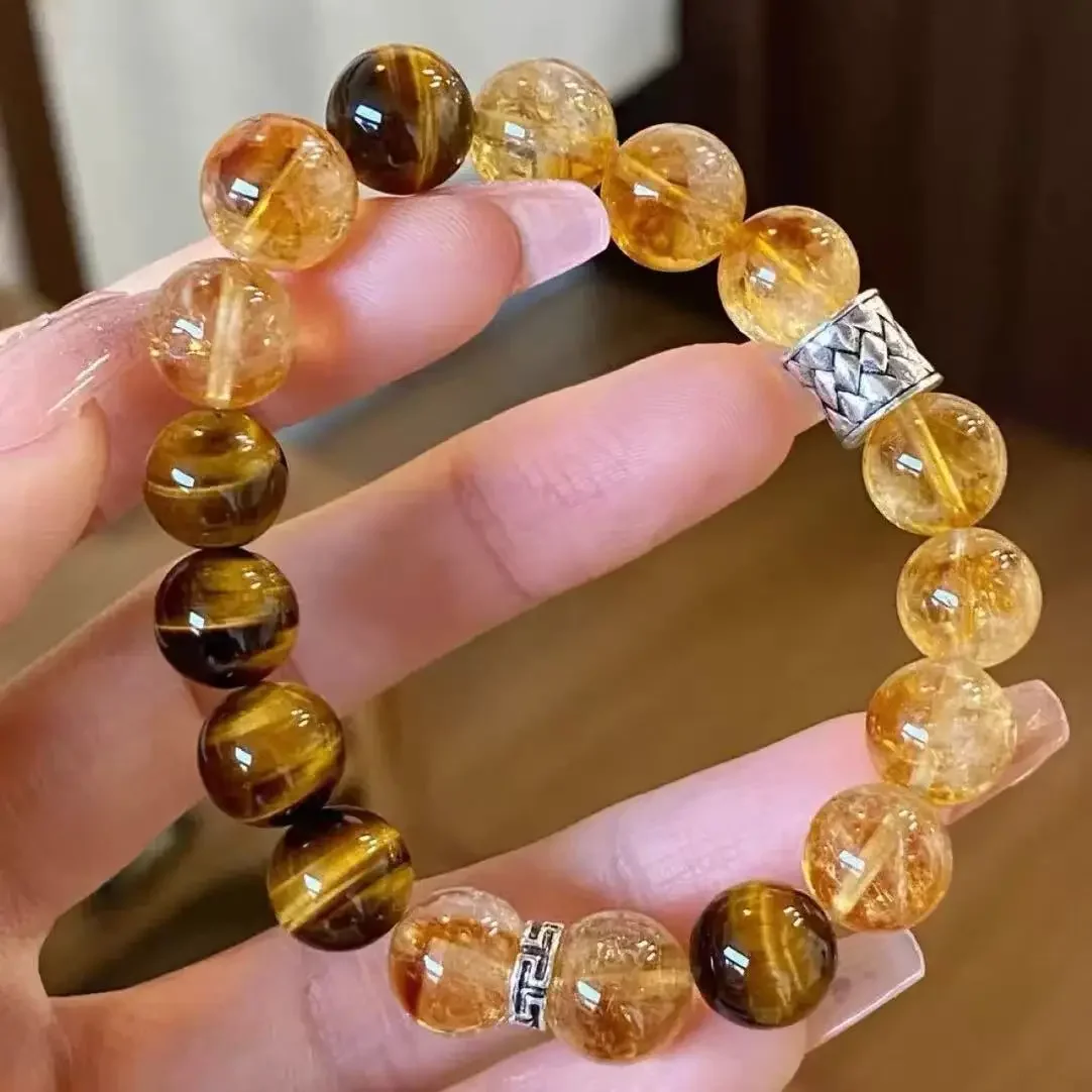 

Natural Citrine Bracelet, Yellow Tiger Eye, Yellow Tower Crystal, Light Luxury Fashion Men's and Women's Bracelet