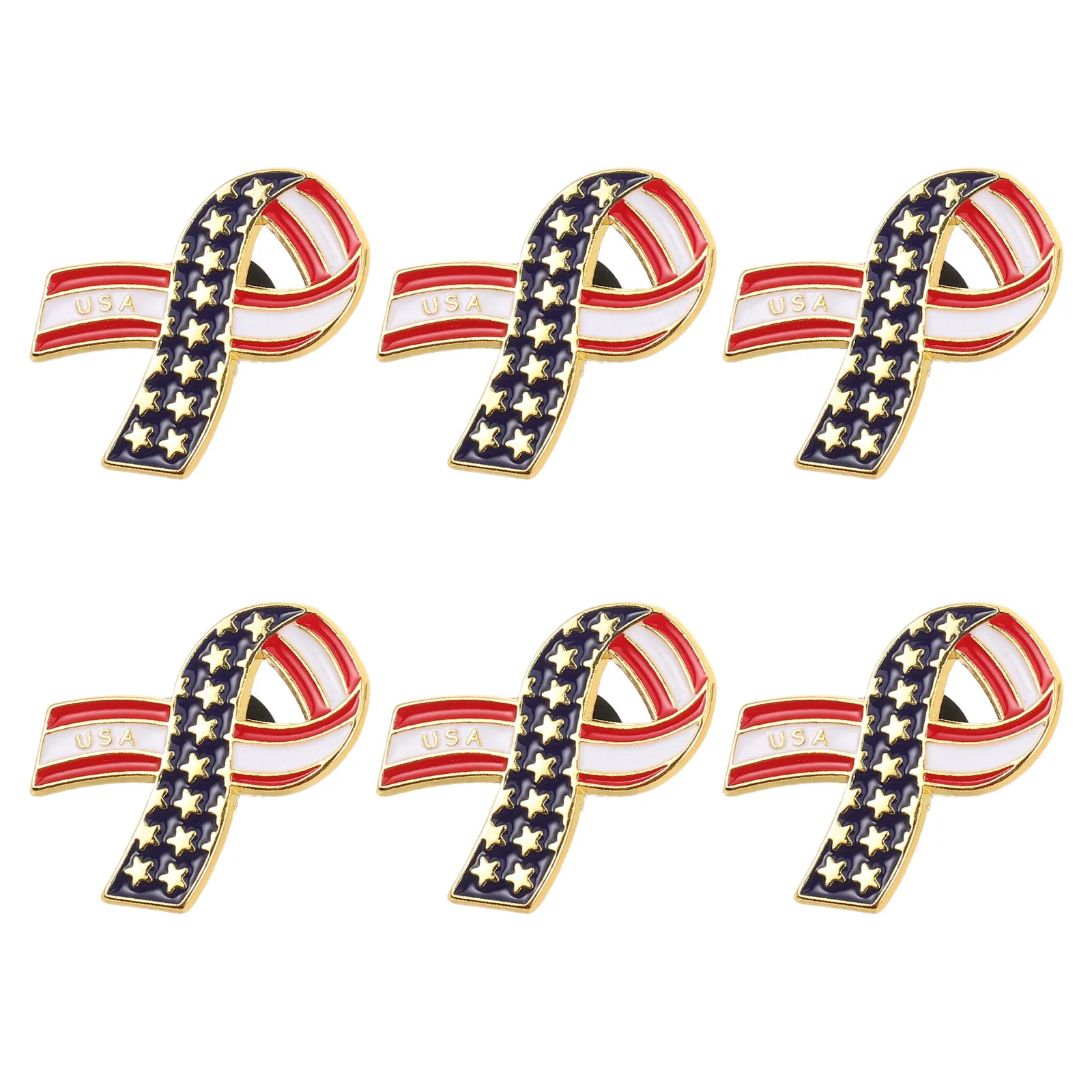 6Pcs Usa Flag Patriotic Lapel Pins Star Stripe Ribbon Enamel Badge Memorial Day Veteran 4Th of July Us Flag Pin